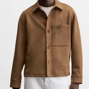 Zara Brown Lightweight Shirt Jacket with Minimalist Design